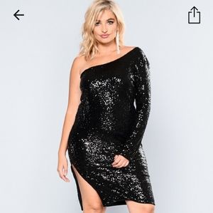 Plus size black sequins dress
